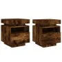 Mesitas de noche con luces LED 2 uds roble ahumado 40x39x48,5cm de , Mesitas de noche - Ref: Foro24-836793, Precio: 88,57 €, ...