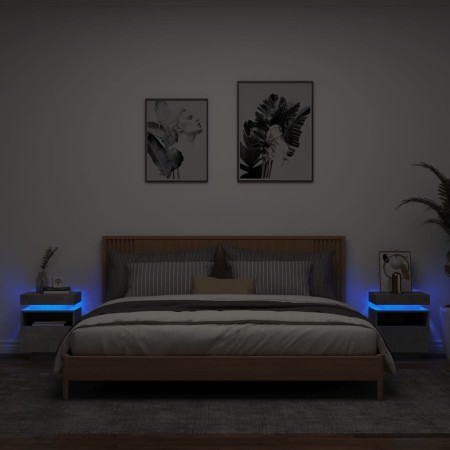 Mesitas de noche con luces LED 2 uds gris hormigón 40x39x48,5cm de , Mesitas de noche - Ref: Foro24-836791, Precio: 97,48 €, ...
