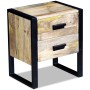 Mesa auxiliar con 2 cajones madera maciza de mango 43x33x51 cm de vidaXL, Mesitas de noche - Ref: Foro24-243298, Precio: 179,...