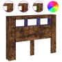 Cabecero LED madera ingeniería roble ahumado 140x18,5x103,5 cm de , Cabeceros y pies de cama - Ref: Foro24-837348, Precio: 81...