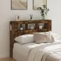 Cabecero LED madera ingeniería roble ahumado 140x18,5x103,5 cm de , Cabeceros y pies de cama - Ref: Foro24-837348, Precio: 80...