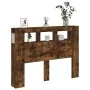 Cabecero LED madera ingeniería roble ahumado 140x18,5x103,5 cm de , Cabeceros y pies de cama - Ref: Foro24-837348, Precio: 80...