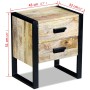 Mesa auxiliar con 2 cajones madera maciza de mango 43x33x51 cm de vidaXL, Mesitas de noche - Ref: Foro24-243298, Precio: 179,...