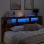 LED-Kopfteil aus Holzwerkstoff, geräucherte Eiche, 220 x 18,5 x 103,5 cm von , Kopf- und Fußteile - Ref: Foro24-837376, Preis...
