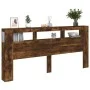 Cabecero LED madera ingeniería roble ahumado 220x18,5x103,5 cm de , Cabeceros y pies de cama - Ref: Foro24-837376, Precio: 10...