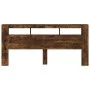 Cabecero LED madera ingeniería roble ahumado 220x18,5x103,5 cm de , Cabeceros y pies de cama - Ref: Foro24-837376, Precio: 10...