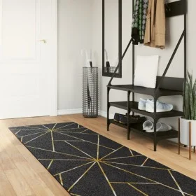 Alfombra lavable antideslizante negro y dorado 80x300 cm de , Alfombras - Ref: Foro24-136616, Precio: 31,98 €, Descuento: %