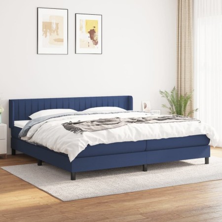 Cama box spring con colchón tela azul 200x200 cm de , Camas y somieres - Ref: Foro24-3129903, Precio: 605,92 €, Descuento: %