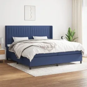 Cama box spring con colchón tela azul 200x200 cm de , Camas y somieres - Ref: Foro24-3131623, Precio: 687,87 €, Descuento: %
