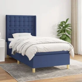 Box spring bed with blue fabric mattress 100x200 cm by , Beds and slatted bases - Ref: Foro24-3132295, Price: 348,12 €, Disco...