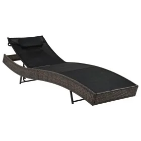 Tumbona con cojín ratán PE marrón de vidaXL, Tumbonas - Ref: Foro24-44716, Precio: 90,97 €, Descuento: %