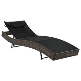 Tumbona con cojín ratán PE marrón de vidaXL, Tumbonas - Ref: Foro24-44716, Precio: 115,18 €, Descuento: %