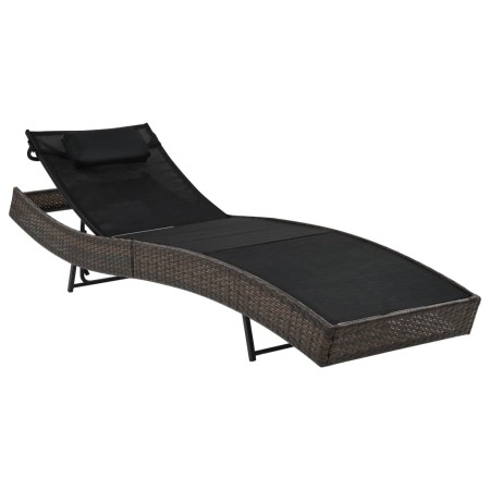 Tumbona con cojín ratán PE marrón de vidaXL, Tumbonas - Ref: Foro24-44716, Precio: 115,18 €, Descuento: %