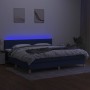 Cama box spring con colchón y LED tela azul 200x200 cm de , Camas y somieres - Ref: Foro24-3133827, Precio: 615,62 €, Descuen...