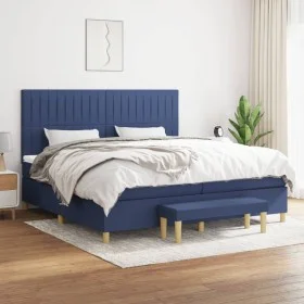 Cama box spring con colchón tela azul 200x200 cm de , Camas y somieres - Ref: Foro24-3137347, Precio: 729,84 €, Descuento: %