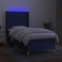 Cama box spring colchón y luces LED tela azul 100x200 cm de , Camas y somieres - Ref: Foro24-3139019, Precio: 363,98 €, Descu...