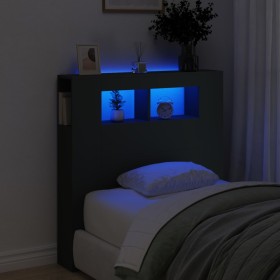 Cabecero con LED madera de ingeniería negro 100x18,5x103,5 cm de , Cabeceros y pies de cama - Ref: Foro24-837331, Precio: 74,...