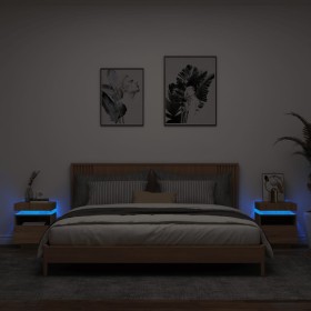 Mesitas de noche con luces LED 2 uds roble Sonoma 40x39x48,5 cm de , Mesitas de noche - Ref: Foro24-836789, Precio: 97,78 €, ...