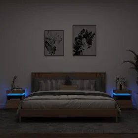 Nachttische mit LED-Leuchten 2 Stück Sonoma-Eiche 40x39x48,5 cm von , Nachttische - Ref: Foro24-836789, Preis: 94,74 €, Rabat...