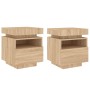 Mesitas de noche con luces LED 2 uds roble Sonoma 40x39x48,5 cm de , Mesitas de noche - Ref: Foro24-836789, Precio: 97,78 €, ...