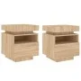 Mesitas de noche con luces LED 2 uds roble Sonoma 40x39x48,5 cm de , Mesitas de noche - Ref: Foro24-836789, Precio: 94,74 €, ...