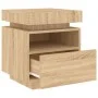 Mesitas de noche con luces LED 2 uds roble Sonoma 40x39x48,5 cm de , Mesitas de noche - Ref: Foro24-836789, Precio: 94,74 €, ...