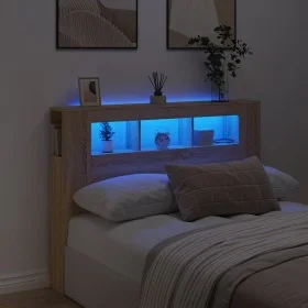 LED-Kopfteil aus Holzwerkstoff Sonoma-Eiche 140 x 18,5 x 103,5 cm von , Kopf- und Fußteile - Ref: Foro24-837346, Preis: 68,86...