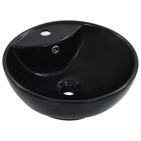 Lavabo con rebosadero 46,5x18 cm cerámica negro de vidaXL, Lavabos - Ref: Foro24-143904, Precio: 47,58 €, Descuento: %