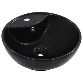 Lavabo con rebosadero 46,5x18 cm cerámica negro de vidaXL, Lavabos - Ref: Foro24-143904, Precio: 58,89 €, Descuento: %