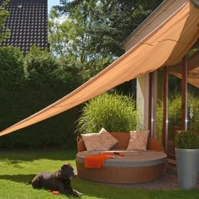 HI Toldo de vela triangular beige 5x5x5 m de HI, Sombrillas - Ref: Foro24-423918, Precio: 36,64 €, Descuento: %
