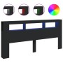 Cabecero con LED madera de ingeniería negro 220x18,5x103,5 cm de , Cabeceros y pies de cama - Ref: Foro24-837373, Precio: 91,...