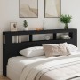 Cabecero con LED madera de ingeniería negro 220x18,5x103,5 cm de , Cabeceros y pies de cama - Ref: Foro24-837373, Precio: 91,...