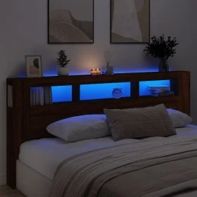 LED headboard engineered wood brown oak 220x18.5x103.5 cm by , Headboards and footboards - Ref: Foro24-837378, Price: 106,47 ...