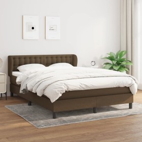 Cama box spring con colchón tela marrón oscuro 140x200 cm de , Camas y somieres - Ref: Foro24-3126568, Precio: 444,65 €, Desc...