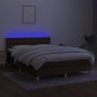 Cama box spring con colchón LED tela marrón oscuro 140x200 cm de , Camas y somieres - Ref: Foro24-3134040, Precio: 438,55 €, ...