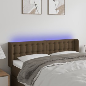Cabecero con LED de tela marrón oscuro 147x16x78/88 cm de , Cabeceros y pies de cama - Ref: Foro24-3123671, Precio: 71,38 €, ...