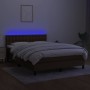 Cama box spring colchón luces LED tela marrón oscuro 140x190 cm de , Camas y somieres - Ref: Foro24-3133472, Precio: 441,57 €...