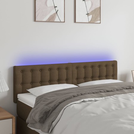Cabecero con LED de tela marrón oscuro 144x5x78/88 cm de , Cabeceros y pies de cama - Ref: Foro24-3122047, Precio: 62,46 €, D...