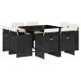 Set de comedor de jardín 9 pzas y cojines ratán sintético negro en Conjuntos de jardín | Comprar online en Foru.es