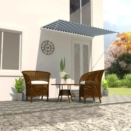 Toldo retráctil 250x150 cm azul y blanco de vidaXL, Toldos - Ref: Foro24-143748, Precio: 68,45 €, Descuento: %