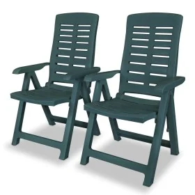 Reclining garden chairs 2 units green plastic by vidaXL, Garden chairs - Ref: Foro24-43896, Price: 168,63 €, Discount: %