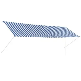 Toldo retráctil 400x150 cm azul y blanco de vidaXL, Toldos - Ref: Foro24-143751, Precio: 94,33 €, Descuento: %