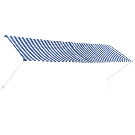 Toldo retráctil 400x150 cm azul y blanco de vidaXL, Toldos - Ref: Foro24-143751, Precio: 96,21 €, Descuento: %