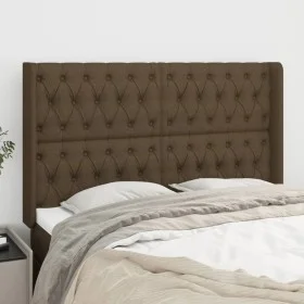 Headboard with dark brown fabric ears 163x16x118/128 cm by , Headboards and footboards - Ref: Foro24-3119925, Price: 159,67 €...