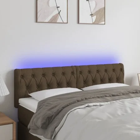 Cabecero con LED de tela marrón oscuro 160x7x78/88 cm de , Cabeceros y pies de cama - Ref: Foro24-3121957, Precio: 83,38 €, D...