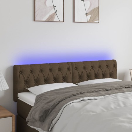 Cabecero con LED de tela marrón oscuro 160x7x78/88 cm de , Cabeceros y pies de cama - Ref: Foro24-3121957, Precio: 85,34 €, D...