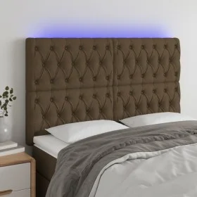 Cabecero con luces LED tela marrón oscuro 160x7x118/128 cm de , Cabeceros y pies de cama - Ref: Foro24-3122769, Precio: 153,2...