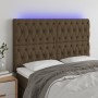 Cabecero con luces LED tela marrón oscuro 160x7x118/128 cm de , Cabeceros y pies de cama - Ref: Foro24-3122769, Precio: 156,9...