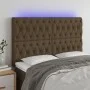 Headboard with LED lights dark brown fabric 160x7x118/128 cm by , Headboards and footboards - Ref: Foro24-3122769, Price: 153...
