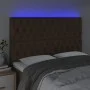 Headboard with LED lights dark brown fabric 160x7x118/128 cm by , Headboards and footboards - Ref: Foro24-3122769, Price: 153...